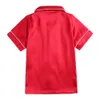 Pajamas Pakaian Anak Anak Musim Panas Baru Set Piyama Sutra Noda Lembut Warna Polos Nyaman Anak Perempuan Laki Laki Setelan Tidur 230516