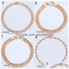 Chain 21 Styles 585 Rose Gold Bracelet For Women Men Girl Snail Curb/Weaving Link Tail Hammered Bismark Bead Chains 20Cm Drop Delive Otufj