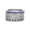 Anneaux de mariage 2023 Top Qualité Élégant 925 Pur Argent Femmes Anneau Délicat Mince Ensemble Bleu Cz Pavé 4pc Empilable Goutte