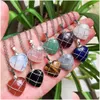 Pendant Necklaces Heart Shaped Natural Crystal Stone Necklace Sier Color Wire Wrapped Pink Quartz Amehtysts Opal Purple Chok Dhgarden Dhd4J