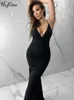 RUKAS Women Elegant V Neck Slips Backless Draped Sexy Bodycon Maxi Prom Dress 2023 Zomer Y2K Verjaardagsfeestje Outfit Groothandel