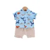 Children's 0-3 Year Old Boys' Short Sleeve 2-piece Set Cross Border Foreign Trade Beach Shirt Spot New Summer Style