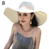 Шляпы с широкими краями элегантный стиль лето большая соломенная шляпа для взрослых женщин, девочки, мода, солнце, защита, большой лук пляж
