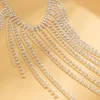 Luxury Iced Out Rhinestone Women Necklace Multilayer Long Tassel Choker Clavicle Chest Chain Jewelry Colllar Party Gifts