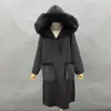 Cappotto da donna in lana 2023 da donna in cashmere con cappuccio in pelliccia Capispalla invernale da trench lungo casual alla moda casual