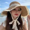 Brede rand hoeden emmer hoeden dames zomer vizieren hoed opvouwbare zon hoed breed grote rand strand hoeden mode straw hat chapeau femme strand UV Protection Cap 230516