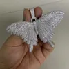 صلبة 925 الجليد الفضي الجنيه الاسترليني Out VVS1 White D Moissanite Diamonds Jewelry Gift Lady's Butterfly Pendant