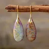 Dingle örhängen 2023 senaste guldpläterade krok kvinnor unika sten accessorios imperial jasper boho vintage teardrop kolczyki aliexprees