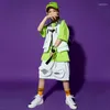 Vêtements de scène Hip Hop Vêtements Pour Filles Enfants Costume De Danse Jazz Gilet Blanc Tops Verts À Manches Courtes Street Performance Outfit Garçons BL6209