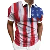 Herren-T-Shirts, 3D-Digitaldruck, Revers, Reißverschluss, kurzärmelig, lässig, modisch, Jacke, Sportbekleidung