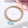 Charm Bracelets Turkey Oval Blue Evil Eye Charms Bracelet Women Handmade Gold Plated Beads Rope Chain Lucky Girl Party Jewel Dhgarden Dh7Zk