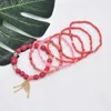 Urok Bracelets 6 szt./Zestaw Bohemian wielowarstwowy zestaw z koralikami dla kobiet złoty liść wisiorek