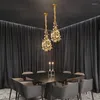 シャンデリアクリエイティブツリーブランチリビングルームベッドルームのダイニングテーブルのためのシャンデリア銅石ボールペンダント屋内装飾照明