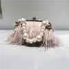 Umhängetaschen Feder Handtasche Frauen Abend Umhängetasche Perlenkette Schlange Luxus Design Party 230426