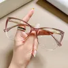 Leesglazen Fashion Vintage Gradient -bril voor bijziendheid Anti Blue Light Myopia Unieke witte benen Cat oogglazen frame 230516