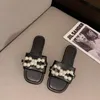 Slippers 2023 mulheres abertas de pérolas de pérolas de verão sapatos de praia