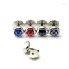 Серьги -герметизации! 8 мм 20 цветов Rivoli Stones White Titanium Steel Men Punk Vint