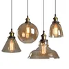 Hängslampor American Retro LED Suspension Light Creative Bedroom Home Decors Accessories Amber Color Glass Hanging Lamp