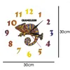 Настенные часы хамелеон акриловый отпечаток арт -часы ящерица животных животных декоративная рептиль