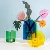 vase虹色の色アクリル花瓶花柄のコンテナ装飾ショップデザインウェディングパーティーホームオフィス装飾230515