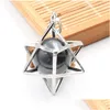 Pendant Necklaces Eight Pointed Star Necklace 3D Geometry With Natural Stone For Men And Women Drop Delivery Jewelry Pendants Dhjt2