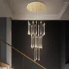 Kroonluchters hanglampen luxe moderne kristallen kroonluchter voor trap grote lamp goud druppel ontwerp lange villa lobby led hangende verlichting