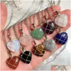 Pendant Necklaces Heart Shaped Natural Crystal Stone Necklace Sier Color Wire Wrapped Pink Quartz Amehtysts Opal Purple Chok Dhgarden Dhd4J