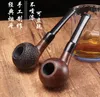 Smoking Pipes Cigarette manufacturer's old-fashioned handmade black sandalwood tobacco pipe, 9mm filtered cigarette holder, raw wood waxed pipe