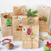 Gift Wrap 12set Creative Kraft Paper Candy Bags Kids Treat Cookie Baking Packing Box Favor Holder Party Supplies