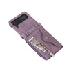Crossbody Folding Zipper Vogue Phone Case pour Samsung Galaxy Z Flip4 5G Longe Réglable Durable Blocage RFID Multiples Emplacements pour Cartes Coque de Support de Portefeuille en Cuir