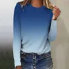 여자 T 셔츠 가을 상판 그라디언트 그레이 풀 오버 스웨트 셔츠 여성 넥타이 염색 인쇄 패션 블라우스 긴 소매 캐주얼