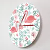 Relógios de parede rosa flamingo nórdico moda acrílica relógio elegante quartzo mudo vigia relógio de design moderno decoração doméstica