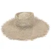 Brede rand hoeden emmer hoeden natuurlijke grassen mode zomer hoed vrouwen stroming strand vizier bescherming zon hoeden brede riem sunhat chapeau femme drop 230516