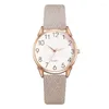 Armbandsur Frosted Light Color Design Leather Strap Women Watches Casual Ladies Simple Scale Quartz Female Watch Presents