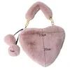 Sacs de soirée hiver dames sac à main en peluche coeur forme chaîne sac à main mode femme téléphone sac à main adolescente cadeau Kawaii fête fourre-tout sacsEveni