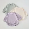 Rompers INS 0-24M born Infant Baby Girl Boy Sweatshirt Romper Toddler Long Sleeve Basic Cotton Oversize Rompers Baby Clothes Jumpsuit 230516