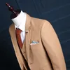 Mäns kostymer herrar blazers custome homme brun fiskbens tweed män passar 3pieces (jacka byxor väst slips) formell italiensk smal passform