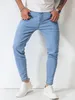 Jeans masculinos Jeans masculinos Spring e Summer High Street Stretch Slim Calça Lápis Denim Cotton Corean Casual Wear Nine Pants Men 230516