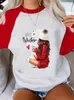 Magliette da donna Buon Natale Plaid Lettera Albero Carino T-shirt a maniche lunghe Happy Year Stampa Top Abiti da festival T-shirt grafica femminile da donna