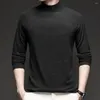 Camisetas masculinas Clássica Base T-shirt Cor Sólida Absorvente de Suor Primavera Outono Camisa de Lã Grossa Topo Macio Uso em Casa