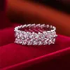 Band Rings Luxury Female White Crystal Jewelry Rose Gold Silver Color Engagement Ring Charm Bride Zircon Wedding Band Rings For Women