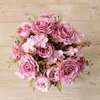 Flores decorativas Rose peony Fake Silk Flor Small Bouquet Home Party Spring Casamento