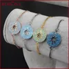 Bracelets de link Borosa Sparkly Round CZ Contas Conector Boho Micro Pave