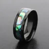 Anéis de casamento 8mm Rhombus Cut Titanium Aing Anel de aço de aço preto Men Black Inclaid Abalone Shell Jóias Presente YLQ10082