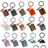 Nyckelringar Designer Bag Wallet Leopard Print Pu Leather Armband Nyckelring Kreditkort Bangle Tassels Ring Handväska Lady Accessories 29 Ott9s