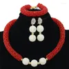 Necklace Earrings Set Fashion Wine African Crystal Beads Weaving Jewelry Nigerian Bridal Wedding Handmade HX099