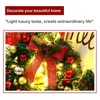 Flores decorativas Christmas Wreath Led Night With Bow Decoration Door pendurado Rattan Ornament Garland Decorações de natal decoração de casa 8