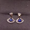 Stud -oorbellen Sapphire Earring Gems Natural and Real Sapphires 925 Sterling Silver