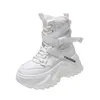 Buty Sepatu Bot SEPEDA Motor Platform Tebal Wanita Mode Rasmeup Bawah Berenda Putih Pergelangan Kaki Musim Gugur Dingin 230516