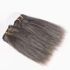 Bundles de cheveux gris raides brésiliens Yaki colorés 51 # pour les extensions de cheveux humains Remy noirs 100g / bundle sel et poivre argent gris naturel met en évidence chaud à vendre